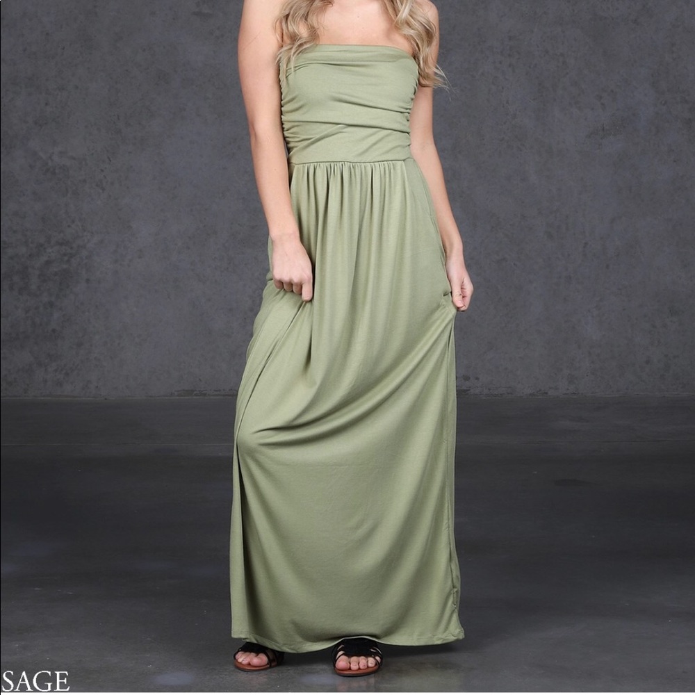 Sage green maxi dress size Medium